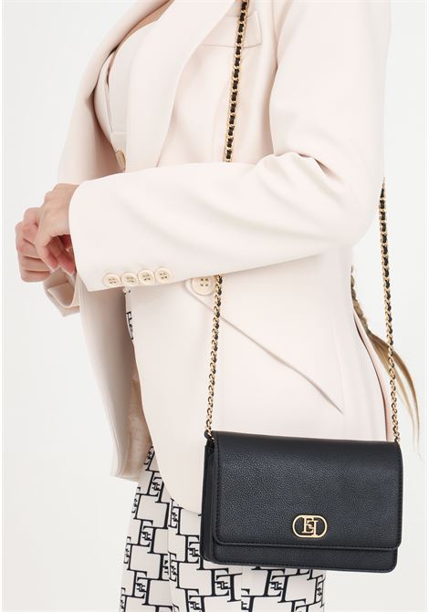 Black women's bag with shoulder strap and jewel logo ELISABETTA FRANCHI | BS01A41E2110